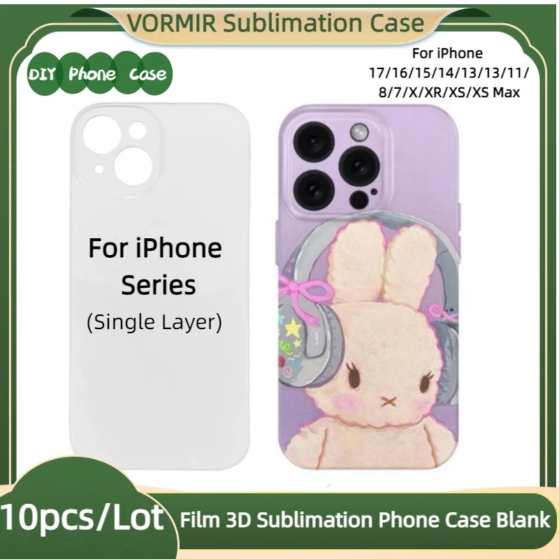 

VORMIR 10pcs 3D Sublimation Phone Case Blank Custom DIY Heat Press Transfer Durable Print Film Slim Cover For iPhone 17 16 15 14