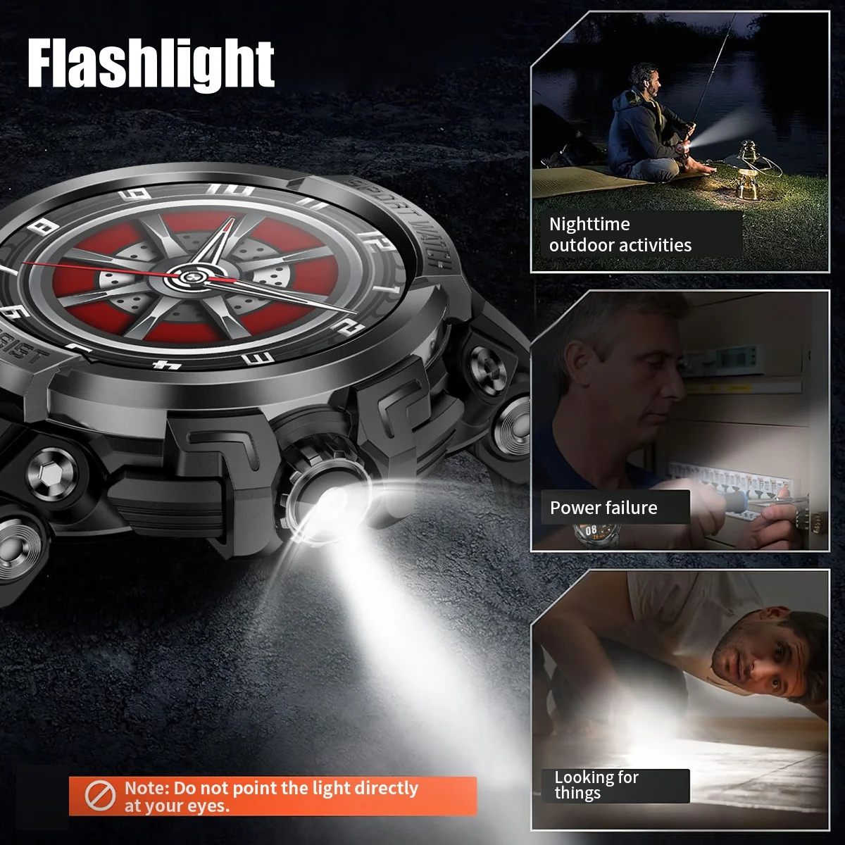 VWAR ARMOR GPS Smart Watch voor heren Sync Strava & Apple Health Ingebouwde zaklamp Kompas Barometrische hoogtemeter AMOLED Smartwatch