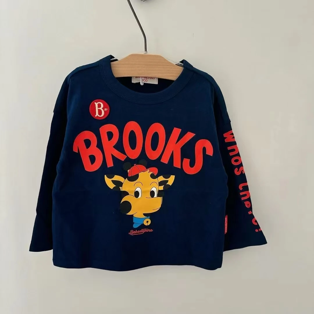 Kids T-shirt Girls Boys Tops 2024 AW Baby Long Sleeve Boys Tee Girl Korea Clothes Kindergarten Little Boy Clothes Form 2 to 7