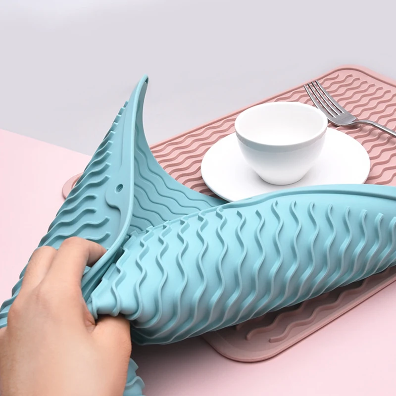 

Meal Mat Corrugated Kitchen Countertop Insulation Mat Dining Table Mat 40 x 30cm Large Tableware Drying Mat Tabletop Mat Tablewa