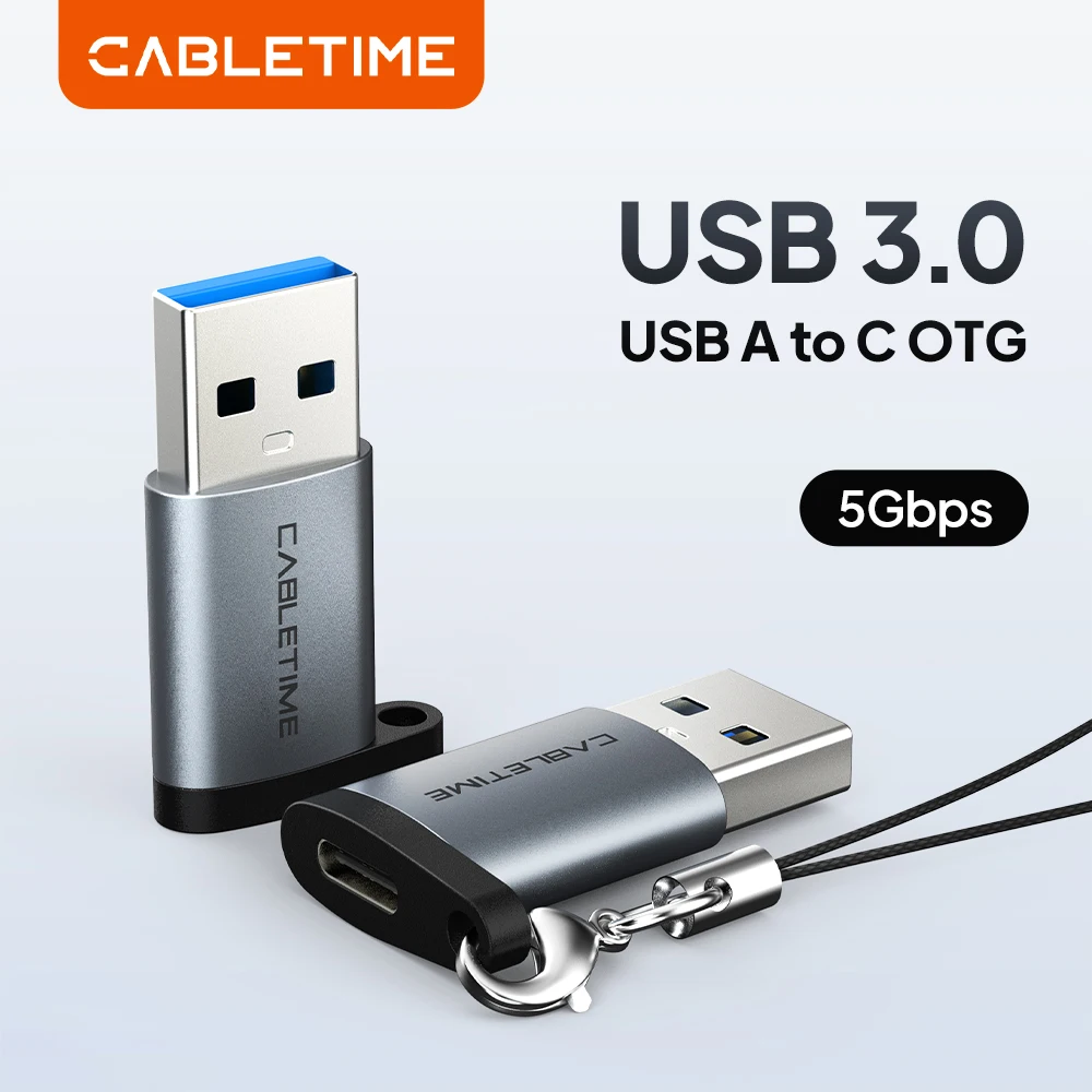 CABLETIME USB 3.0 OTG Adapter Typ C zu USB Buchse Konverter für MacBook Pro/Air Mobiltelefone & Laptops - Datensynchronisation und Laden