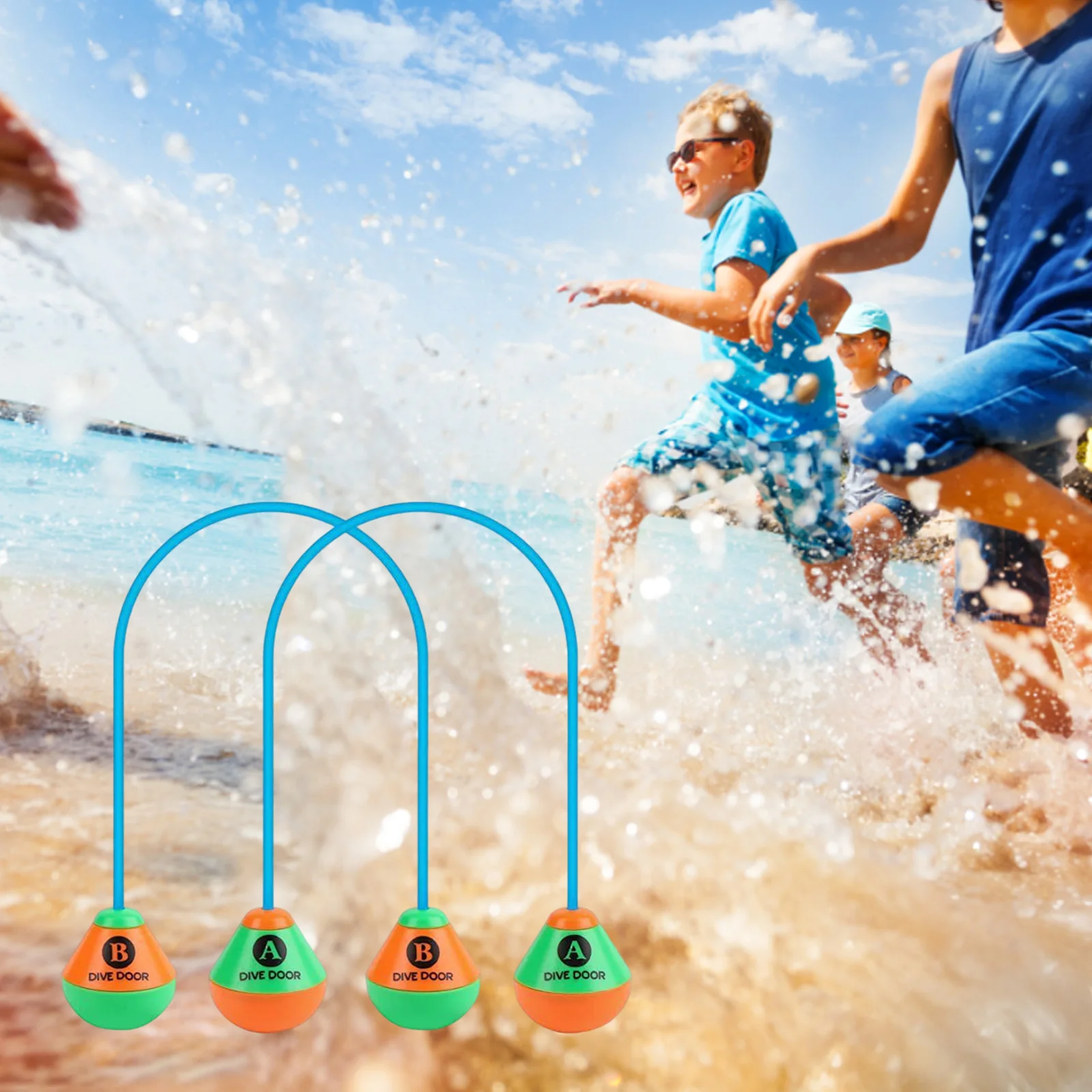 2pcs/set Through Door Diving Ring Funny Pool Floating Rope Toy Reusable Swimming Game Aids Dive Door Adults Kids Pool Water Toys