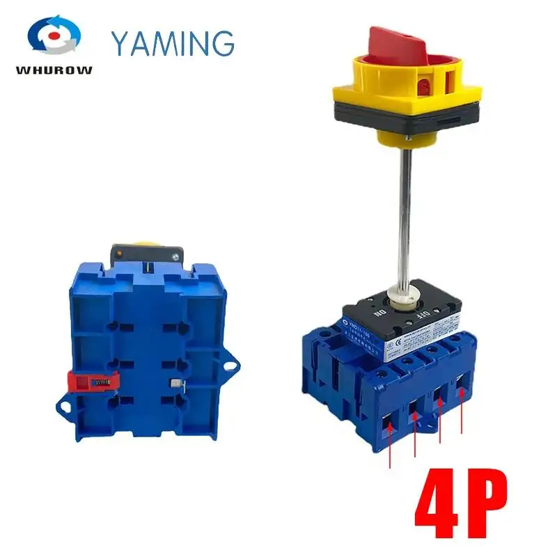 Disconnect Isolator Switch With Aluminium Bar DIN Rail Mounted 80A 3/P On-off Padlock Rotary Cam Cabinet Control YMD11-80B/4P