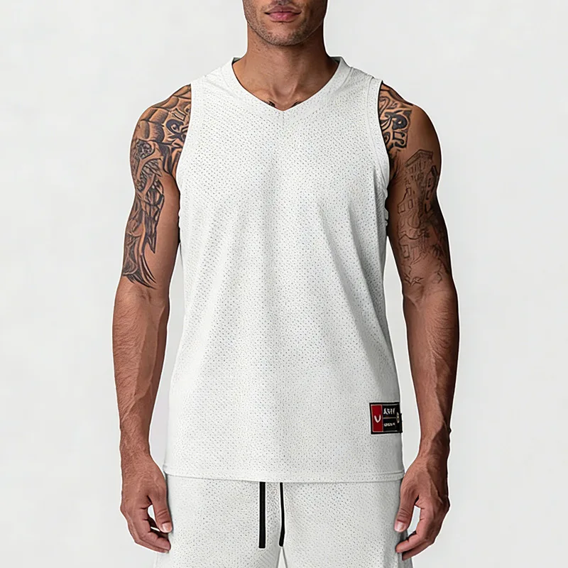 

Men's Mesh Sport Tank Top Quick Dry Gym Sleeveless Shirt Training Bodybuilding Workout Vest Basketball Fitness Stringer Singlet