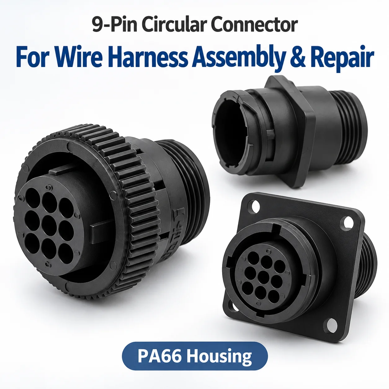 9 Pin Circular Aviation Connector Options: Male or Female Housing, Screw Cover or 50pcs Terminals for Automotive Wire Harness