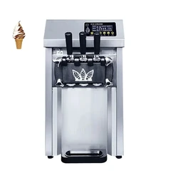 Soft Ice Cream Machine 3 Flavors with pre-cooling keeping fresh shortage alarm built-in puffing function for Business