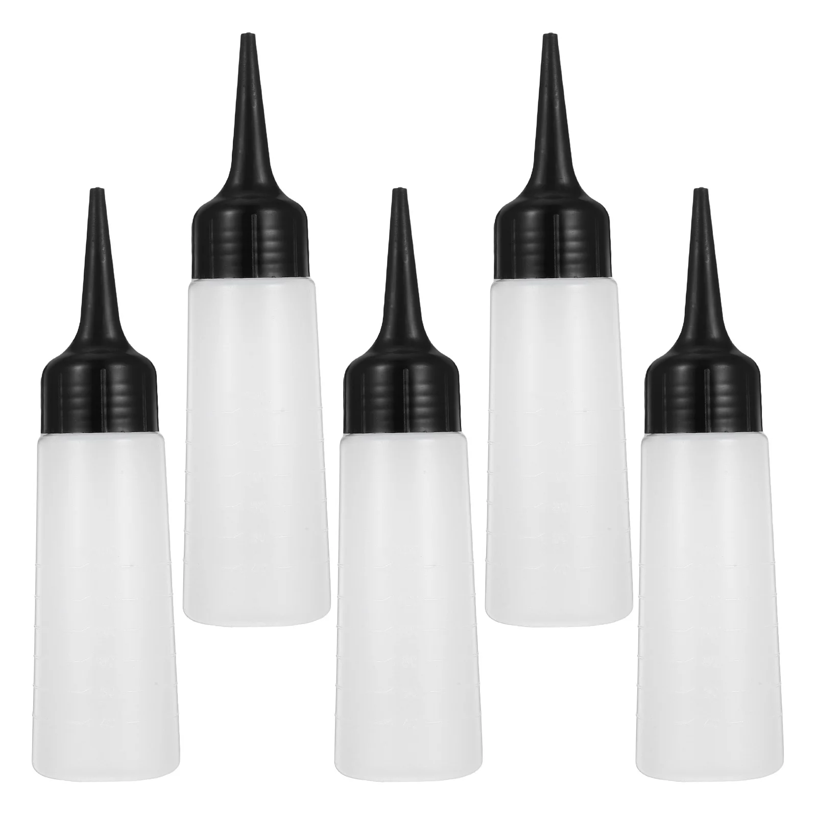 

5 pcs Hair Dye Applicator Bottles Refillable Squeeze Shampoo Mixing Empty Plastic Containers With Scale Measurement Durable For
