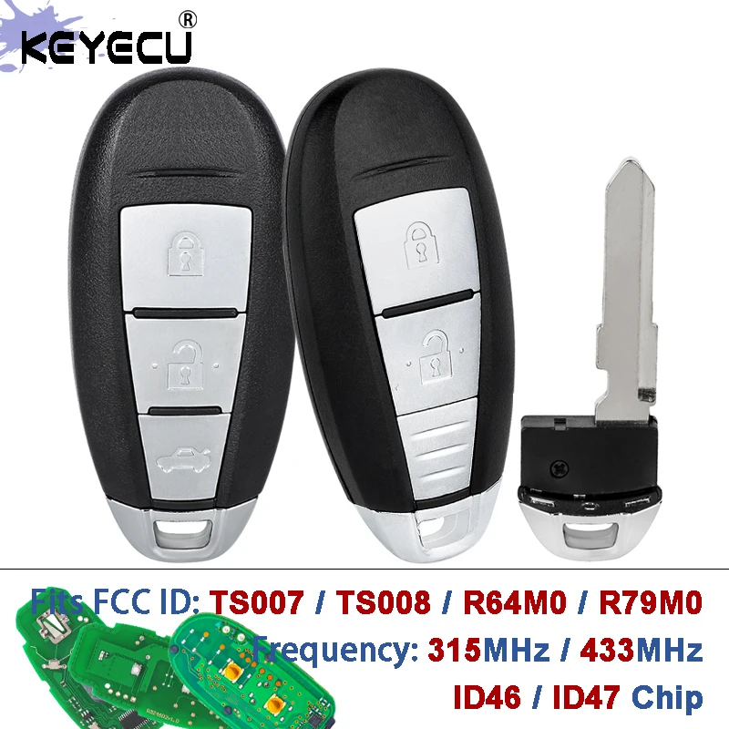 

KEYECU TS007 TS008 R64M0 R79M0 315 МГц 433 МГц ID46 ID47 Чип дистанционного управления без ключа для Suzuki Ciaz Grand Vitara Kizashi Swift