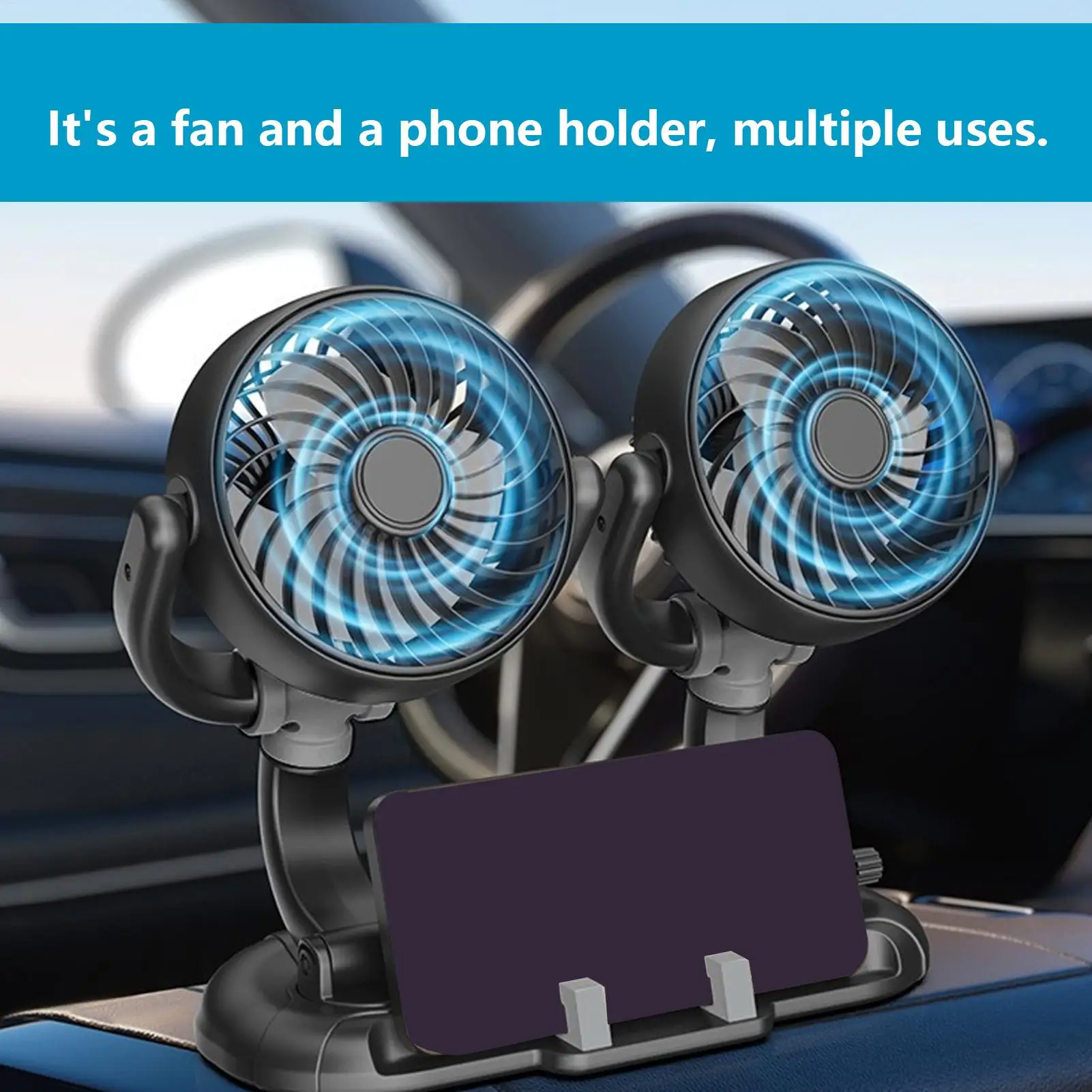 

USB Fan for Car 3-speed Quiet Powerful Portable USB Vehicle Desk Fan for Automobile Outdoors Vehicle Travel Road Trip Commuting