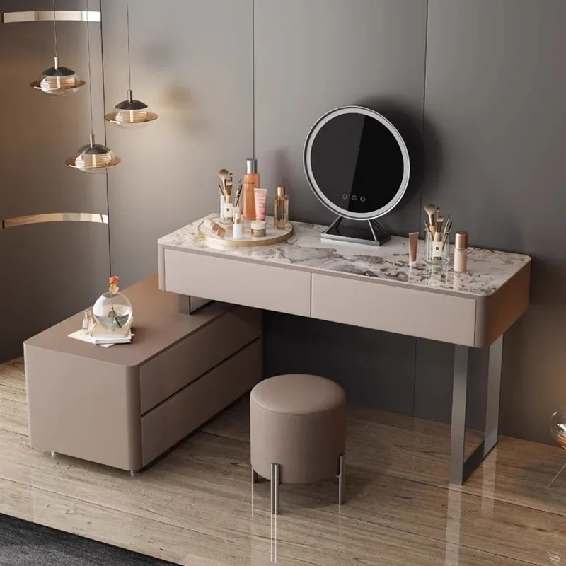 

Bedroom Chest Drawers Makeup Vanity Table Wooden Stand Modern Dresser Cheap Clothes Room Nail Treasure Tocadores Mirror Set