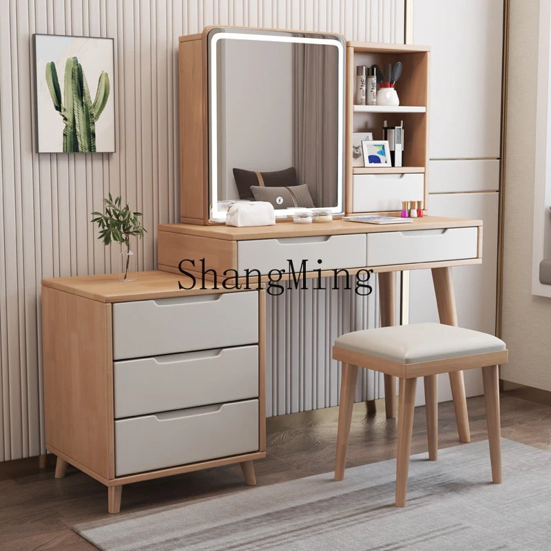 

LXY bedroom modern simple all-solid wood storage cabinet integrated dressing table