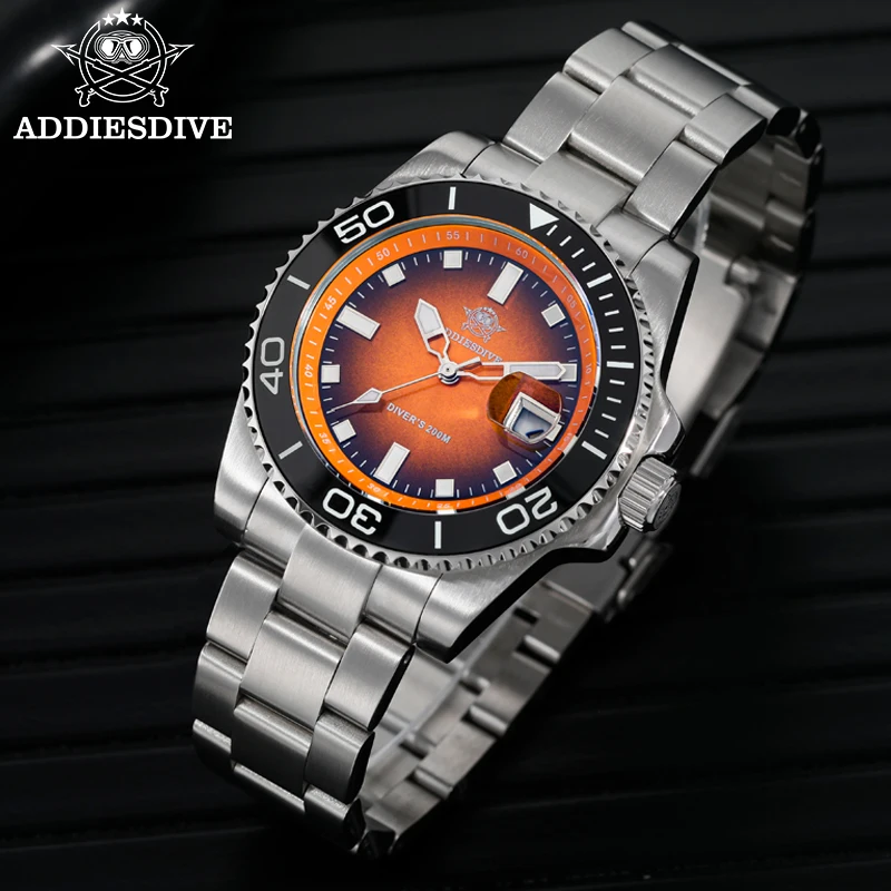 Reloj ADDIESDIVE para hombre, Reloj de buceo de acero inoxidable de cuarzo, Reloj de lujo superluminoso de 200M, Reloj nuevo para hombre, Reloj para hombre