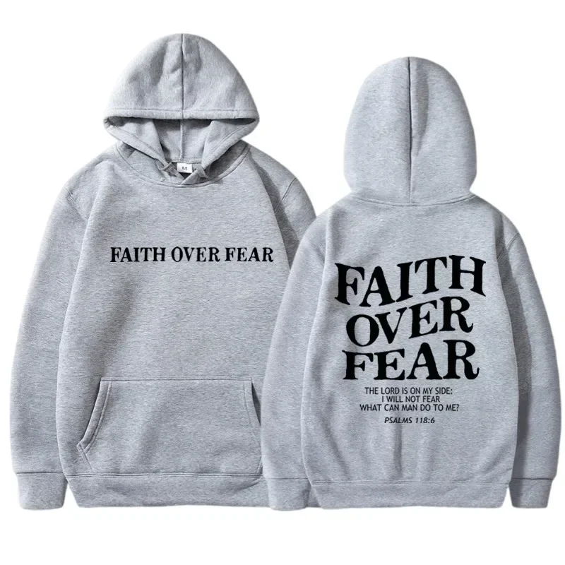 เสื้อฮู้ดดี้พิมพ์ลาย "FAITH OVER FEAR" สำหรับผู้หญิง เสื้อฮู้ดแขนยาวลำลอง สไตล์ฮิปฮอป ฮาราจูกุ เสื้อฮู้ดดี้ Y2k เสื้อผ้าผู้หญิง