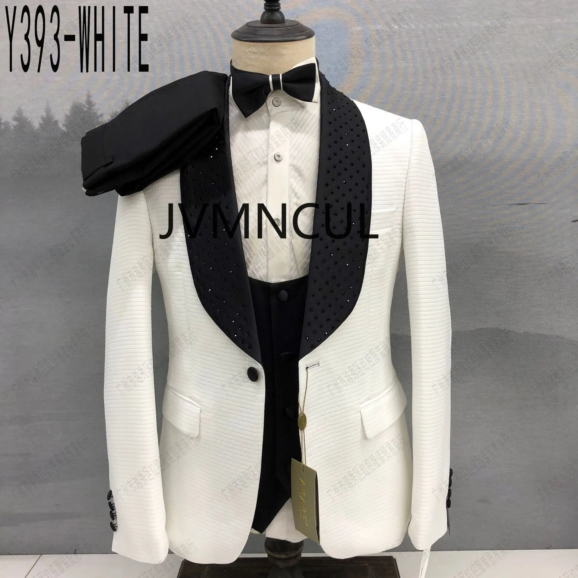 2025 3-Piece White Men's Suit Set for Work, Wedding, and Celeb Parties, Best Amazon Suit for Men's Formal and Semi-Formal Events