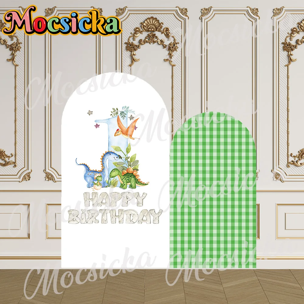

Mocsicka 2-сторонний чехол для арки, милый мультяшный фон с динозавром, детский душ, арка, стена, детский фон для вечеринки в честь первого дня рождения, выпускного вечера, студия