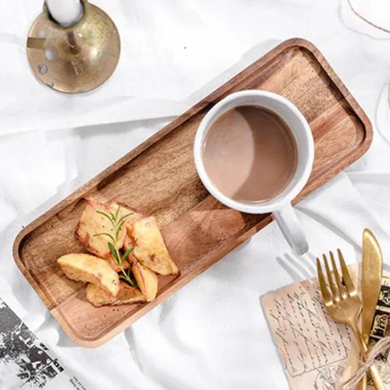 Walnut Tray Wooden Rectangular Refreshment Tray Nordic Modern Solid Wood Household Simple Tea Tray Dried Fruit Storage