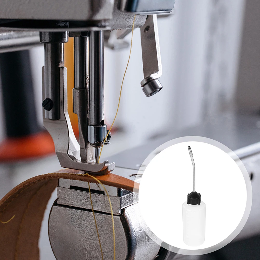 

2pcs Sewing Machine Oil Bottle 120Ml Angled Spout Cap Small Oiler Applicator Lubrication Dispenser Home Tailor Shop Durable