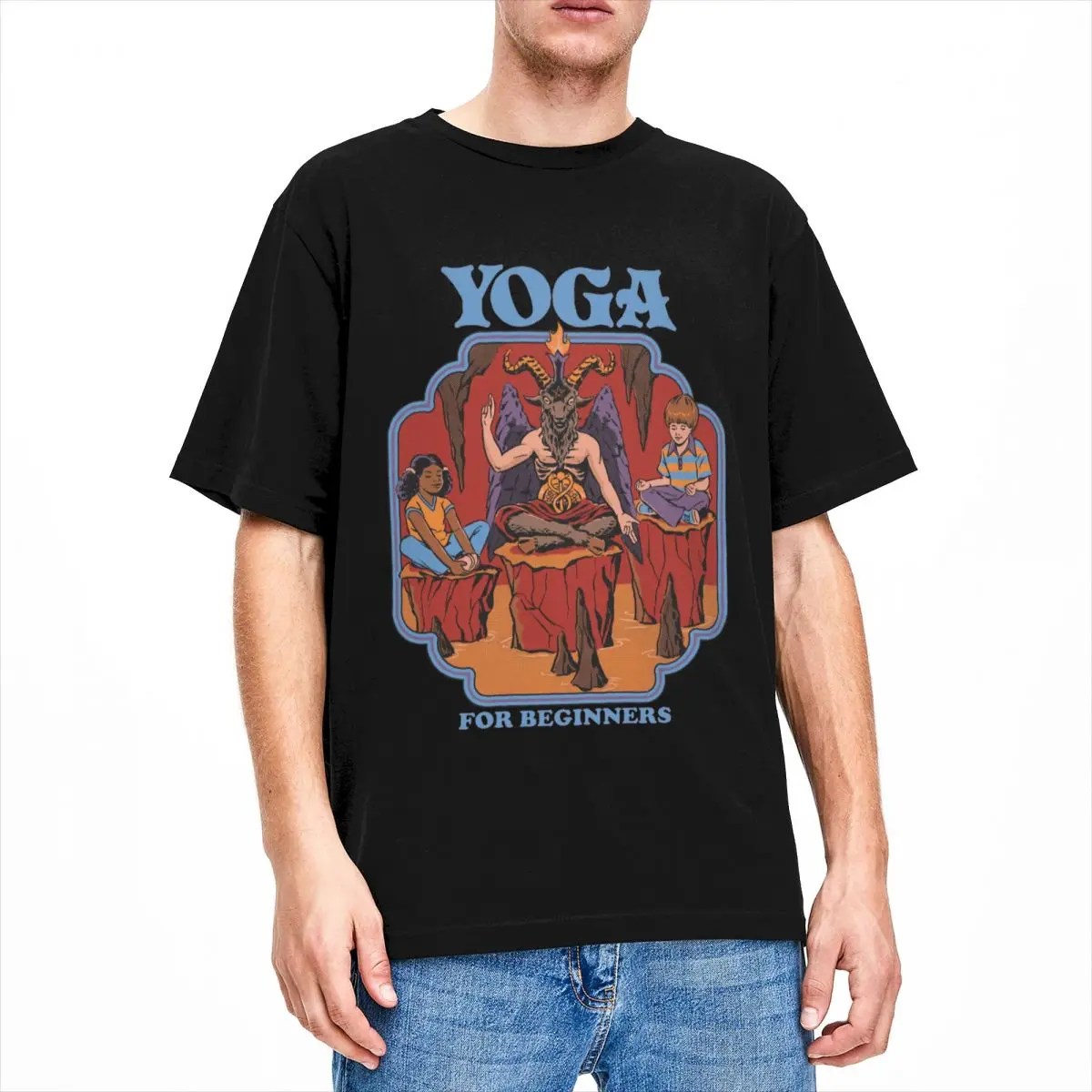 

Baphomet Yoga Half Lotus T Shirts Merchandise Men Women Cotton Casual Round Collar Tees Short Sleeve Clothing