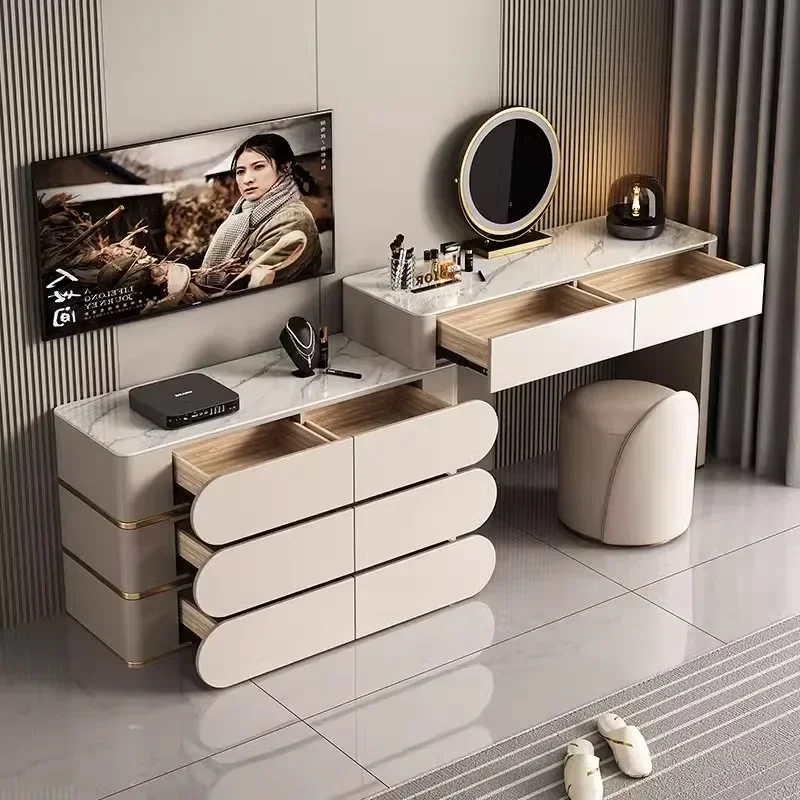 

Dressing Modern Women Vanity TTable Chair Desk Drawers Jewelry Comoda Pra Quarto Home Furniture Able White Bedroom Makeup Mirror