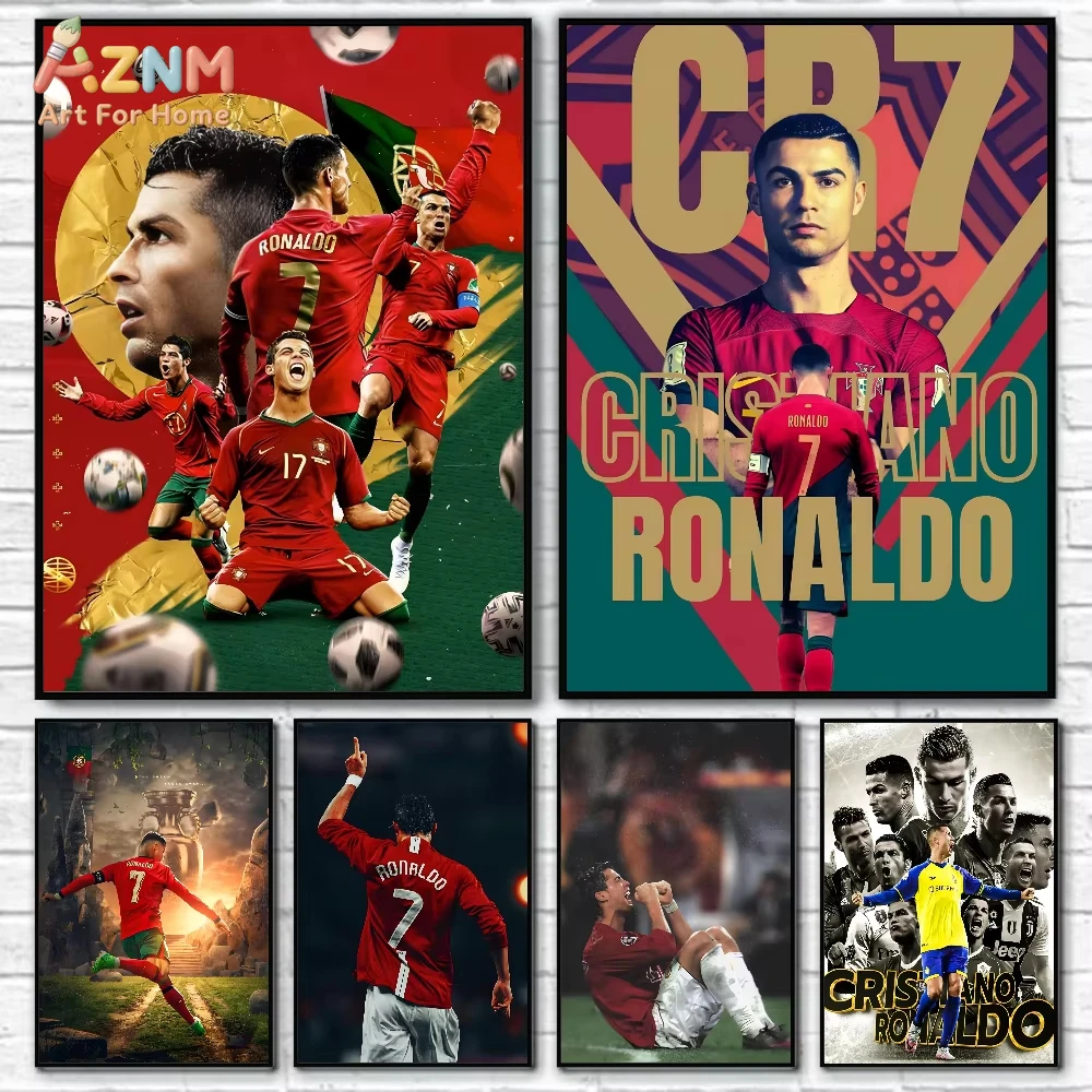 1pc  C-Cristiano Ronaldo CR7 Poster Self-adhesive Art Waterproof Paper Sticker Coffee House Bar Room Wall Decor