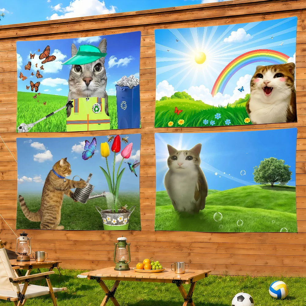 Cat Meme Recycle Cat Flag Flag Decorative Home Yard & Garden Decor Banner - Indoor Outdoor Wall Hanging Flag