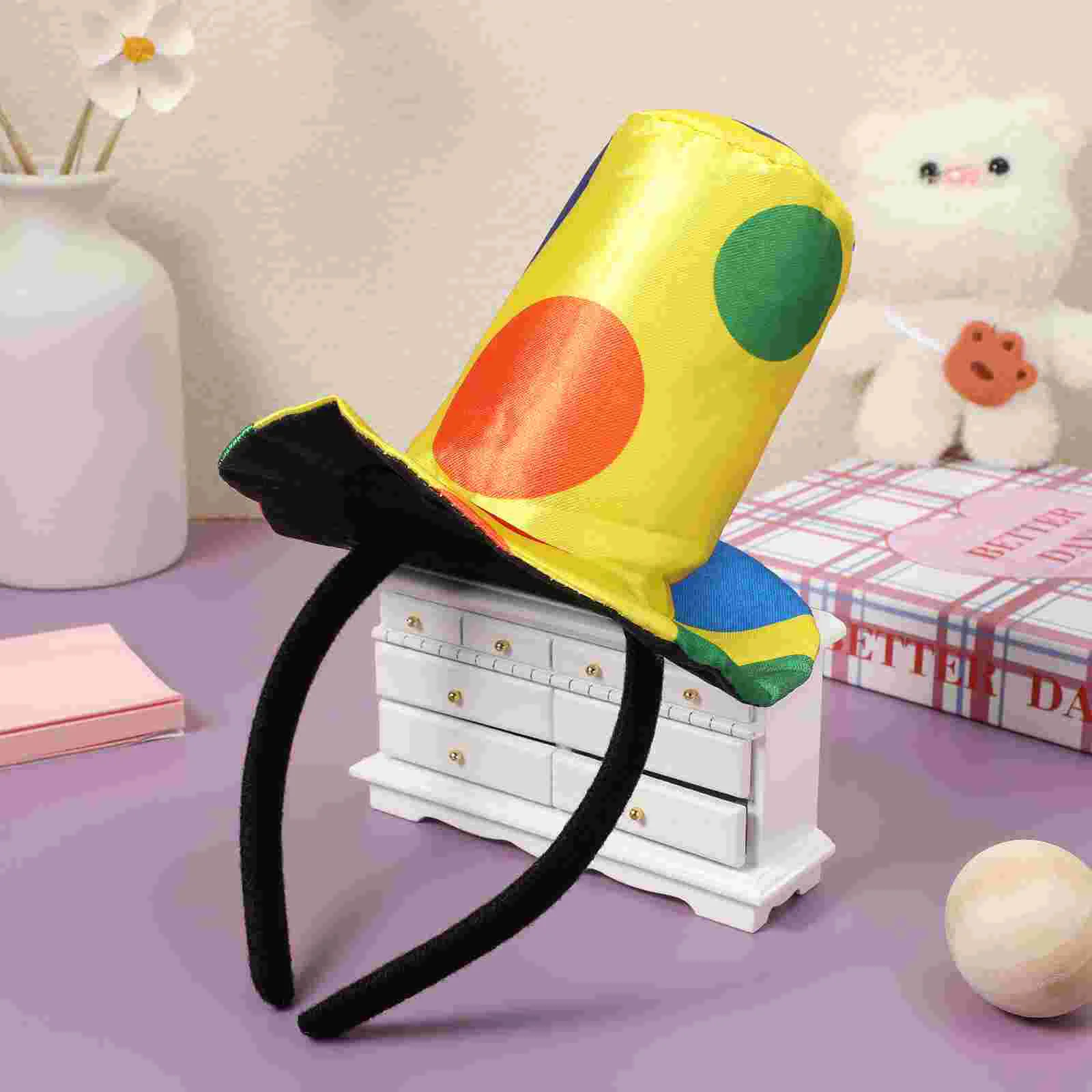 Bright Color Plush Fabric Clown Hat Headband Headband Comfortable Size Carnival Halloween Cosplay Costume Accessories
