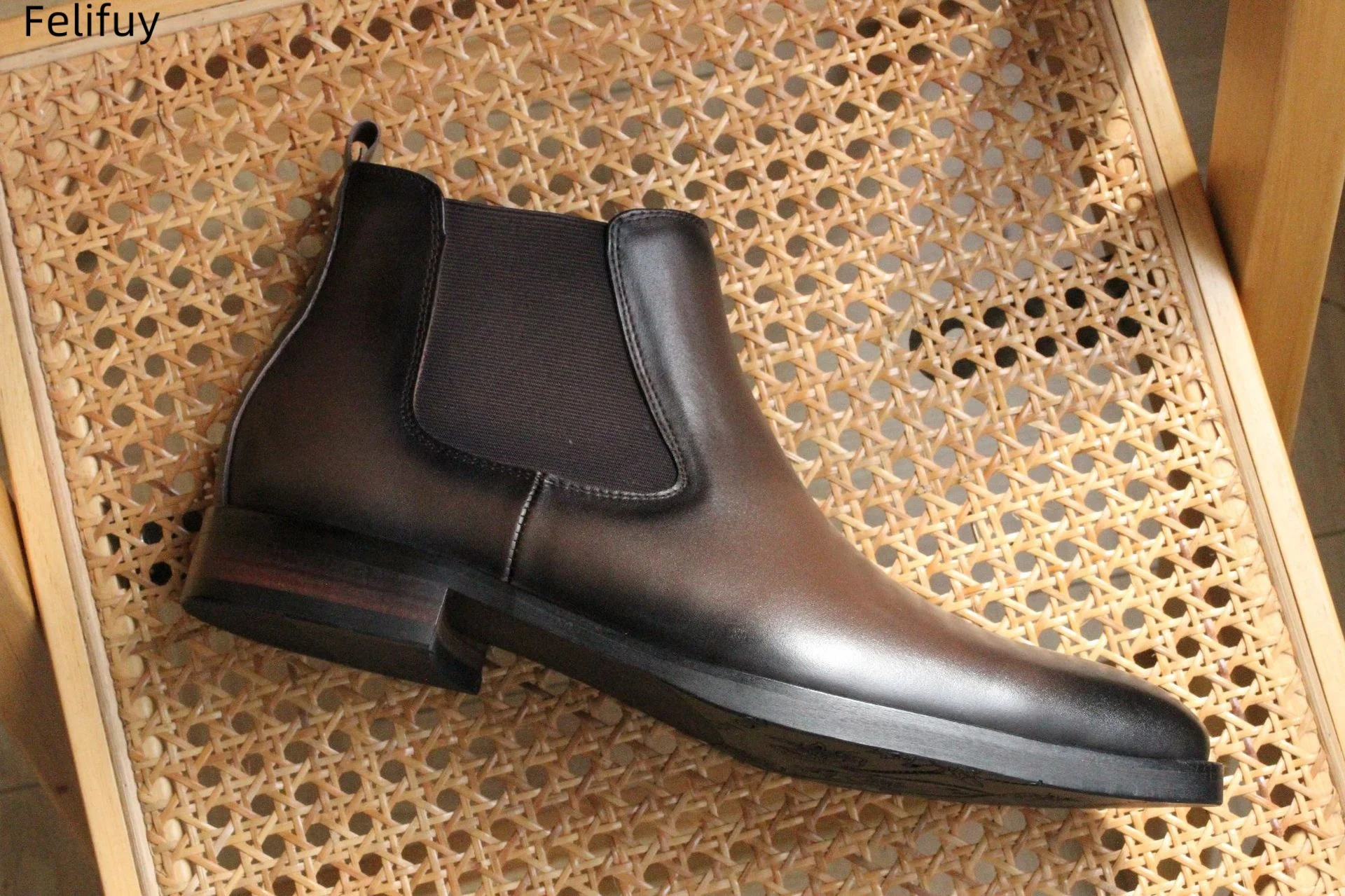 

Coffee Fashion Men's Chelsea Boots Autumn Winter Genuine Leather Ankle Boots Business Casual Men Short Boots Handmade Shoes