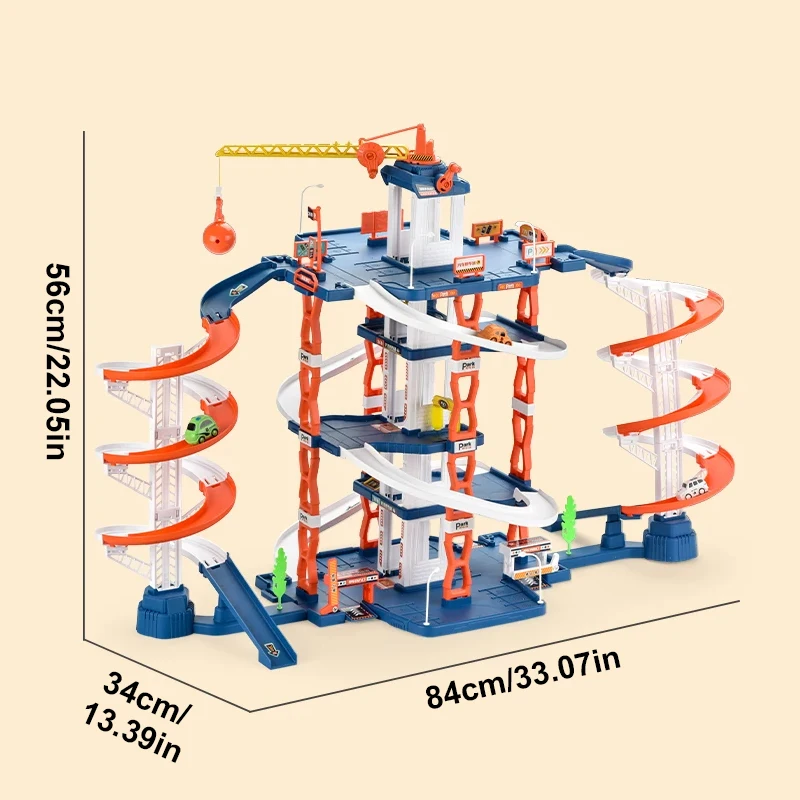 레일카 시티 주차장 레이싱 레일카 장난감 어린이 두뇌 기계식 인터랙티브 DIY 레일카 선물