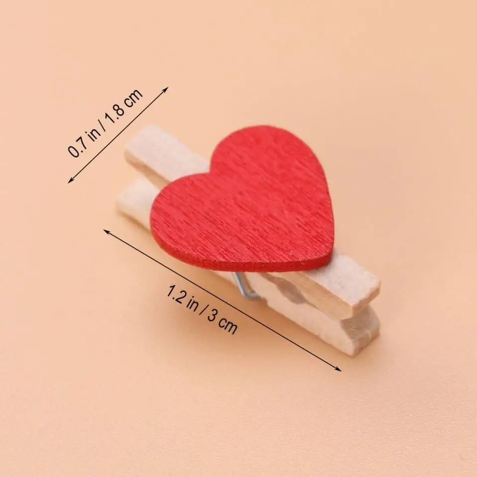 50pcs Heart Wooden Mini Clothespins, Perfect for Hanging Photos, Clothes, Cards, Home Decor, Valentine's Day, Easter, Christmas