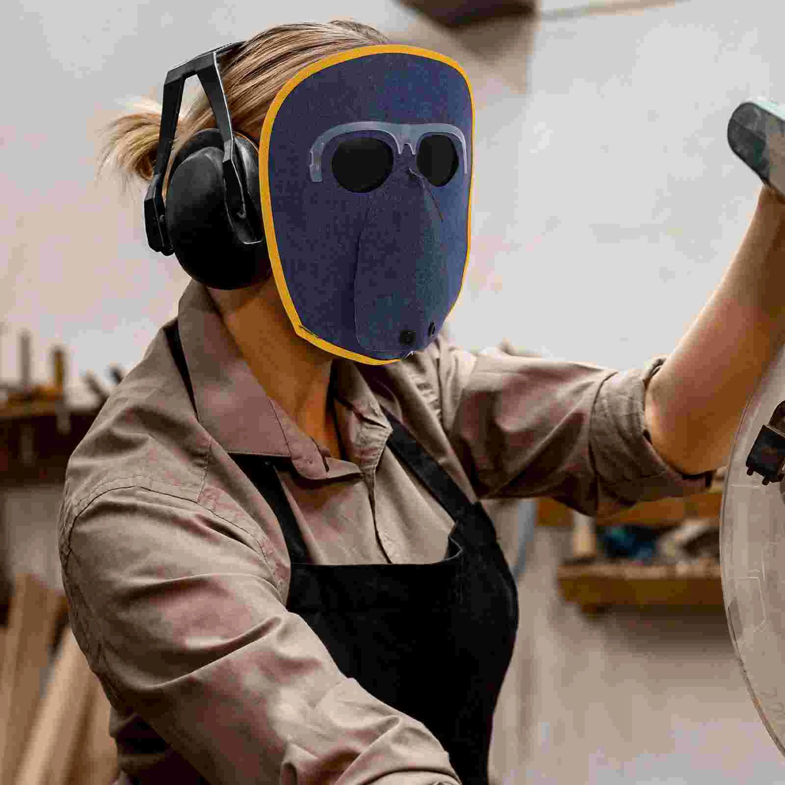 Máscara de soldadura con gafas, máscara de trabajo de soldadura de piel de vaca, protección de soldadura ajustable, para el lugar de trabajo de soldadura, 2 uds.
