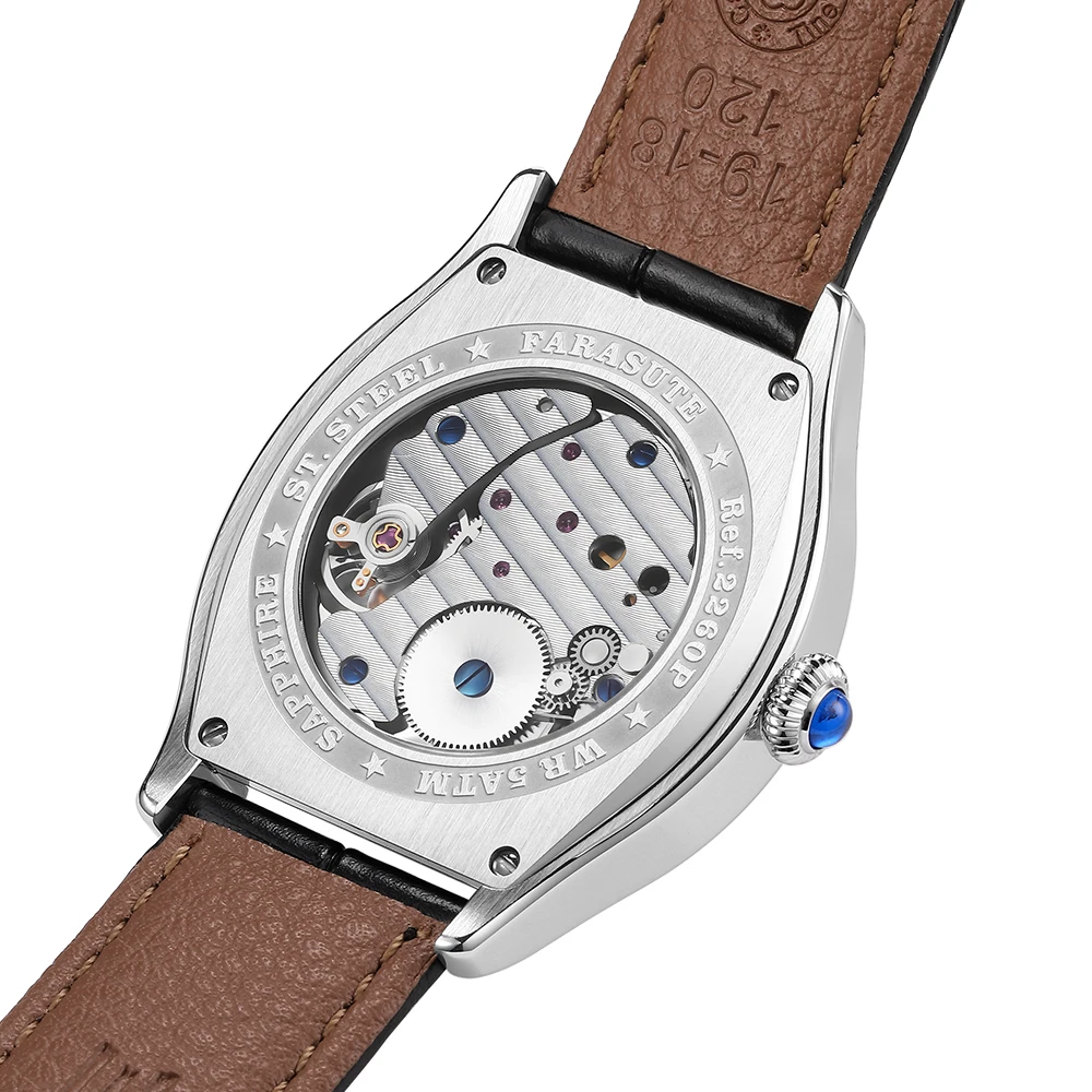 Alternative view of Reloj de Pulsera FARASUTE de 36 mm, Retro, Hangzhou, Personalizado, Movimiento Mecánico Manual, Zafiro, Resistente al Agua 5 Bar, para Hombre