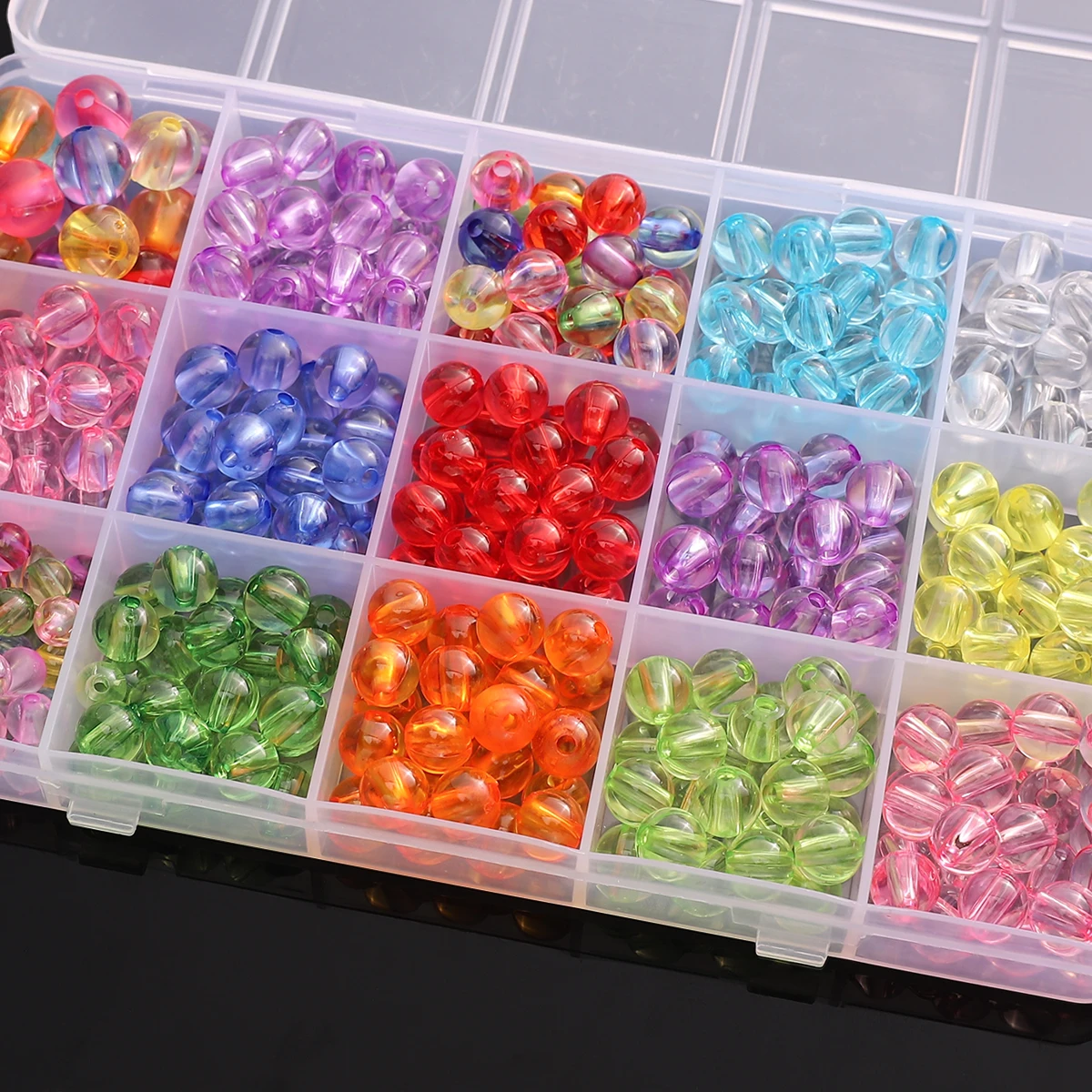 50-200Pcs 10/8/6mm Multi Color Acrylic Clear Round Beads Loose Spacer Beads For DIY Bracelet Necklace Jewelry Making Accessories