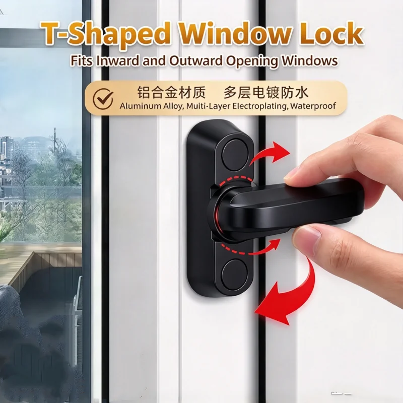 1PCS High Quality Home Balcony Practical Replacement Security Window Door Lock T-Shaped Buckles Furniture Accessories