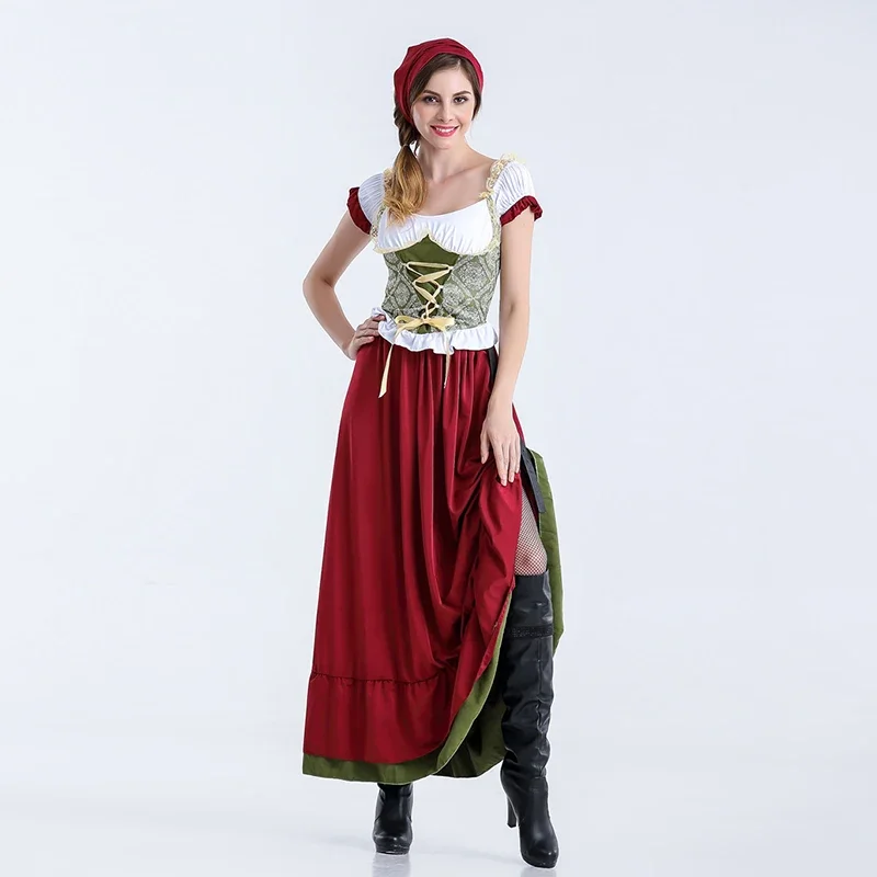 เซ็กซี่เยอรมันเบียร์ Oktoberfest เครื่องแต่งกายผู้ใหญ่ผู้หญิง Bavarian Carnival เบียร์ Wench Maid COSPLAY Uniform หญิงแฟนซีชุด