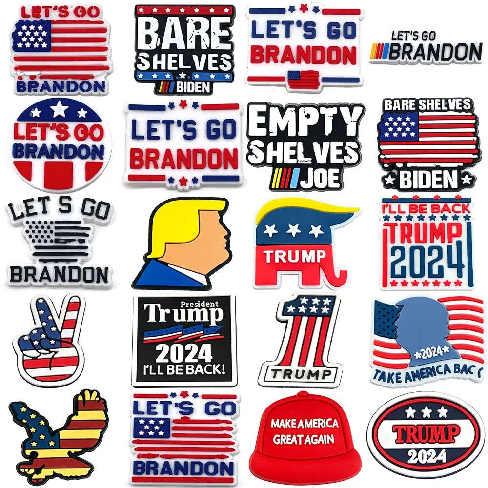 10pcs Set Shoe Charms 1Pcs Trump US presidential election Pins PVC DIY Sandals Accessories for Clogs Favors Gifts