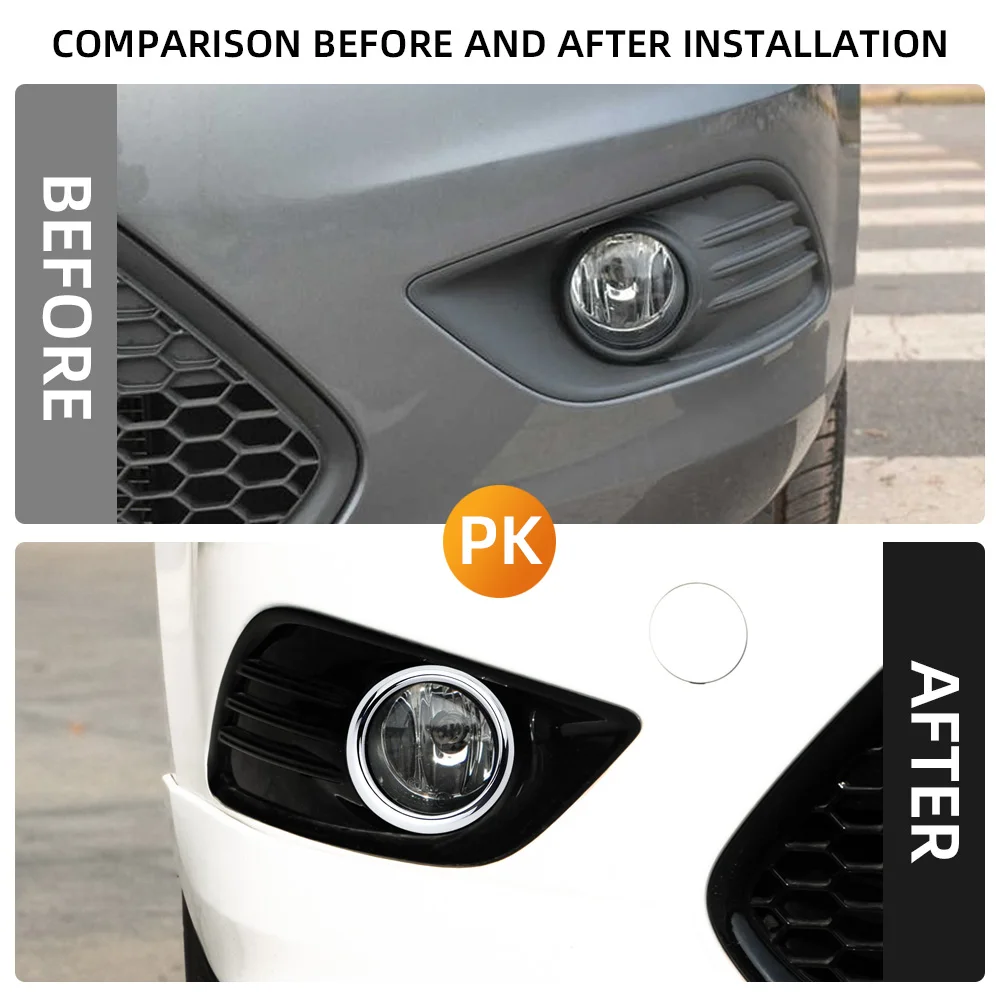 2pcs Front Fog Light Lamp Cover Trim Sticker Decoration Ring for Ford Focus 2 Mk2 2009-2011 ABS Chrome Accessories Car Styling