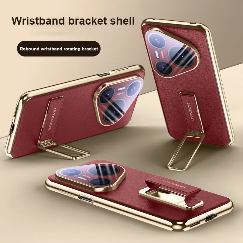 

Strap Leather Phone Case For Huawei Pura 80 Ultra 80 Pro Plus 80Pro+ 5G Magnetic Wrist Strap Stand Kickstand Back Full Covers