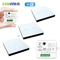 CENFAYA TUYA WiFi RF Smart Light Switch 110V 220V 230V 433mhz Touch Wall Remote Control Smart Life APP Fr Alexa Google Assistant