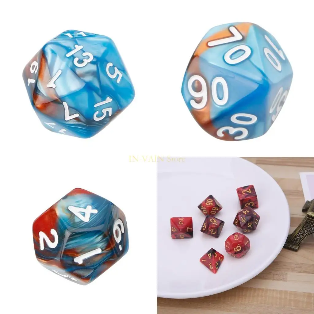 

M5TC 7PCS/SET Акриловые многогранные кости для TRPG настольной игры D4-D20