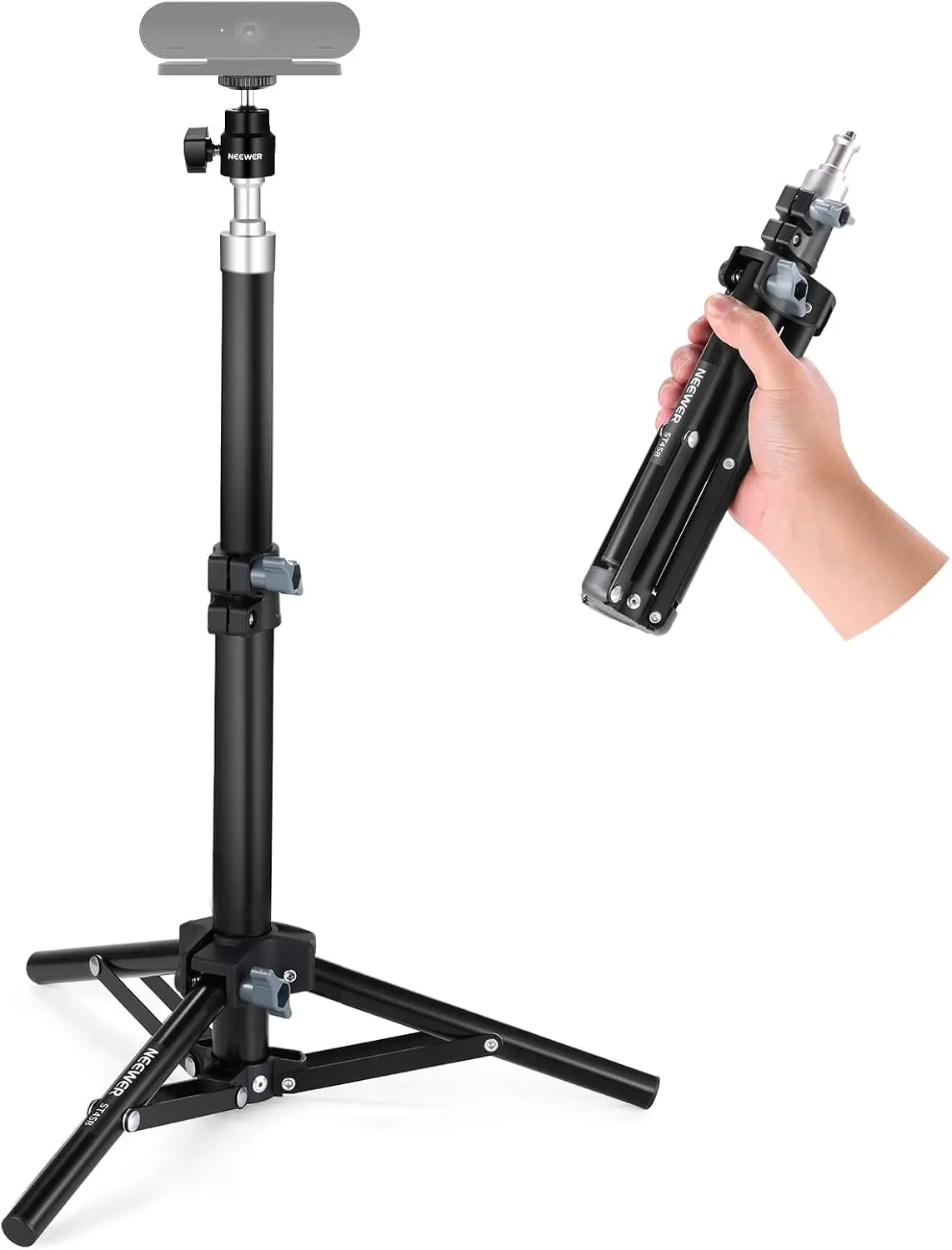 NEEWER Webcam-Stativ für Schreibtisch, Mini-Desktop-Stativ mit Handyhalterung, kompatibel mit Logitech, Anker, Emeet Webcam, Ringlicht für Videoaufnahmen, Live-Streaming, Zoom-Anrufe, max. Belastung