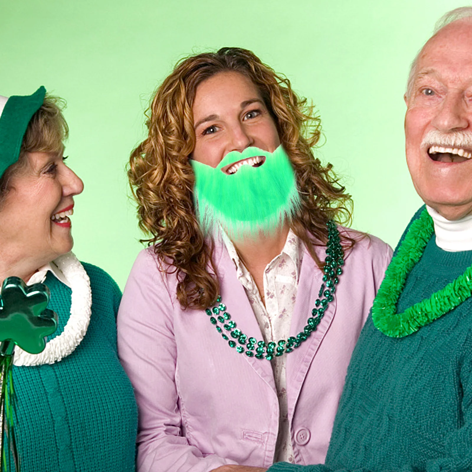

2pcs Green Fake Beards False Mustache Lightweight Costume Prop For St. Patrick'S Day Cosplay Party Decor Beard Accessory
