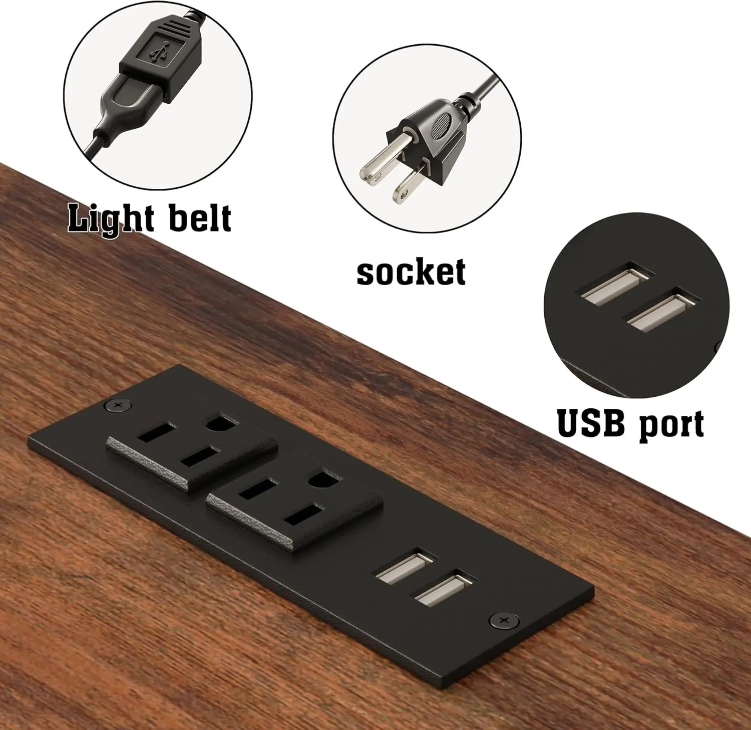 Metal Loft Bed Full Size, Heavy Duty Metal Loft Bed Frame With Staircase, Built-In Charging Station And Led Lighting For