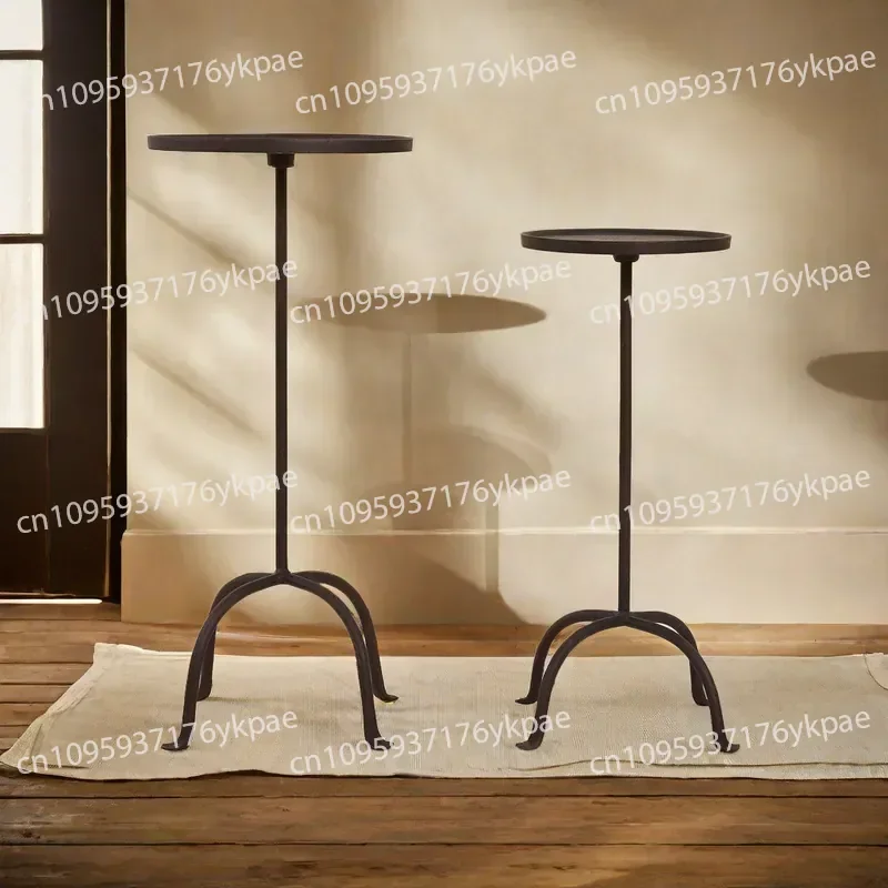 Cast Iron Small Coffee Table Retro Wind Edge Sofa Corner European Industrial Iron Designer Dessert Table Metal Living Room