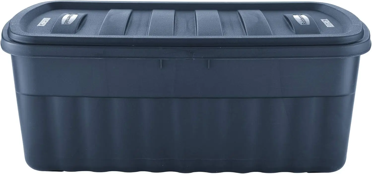 50-Gallon Durable Plastic Storage Bin with Snap-On Lid, Stackable & Reusable