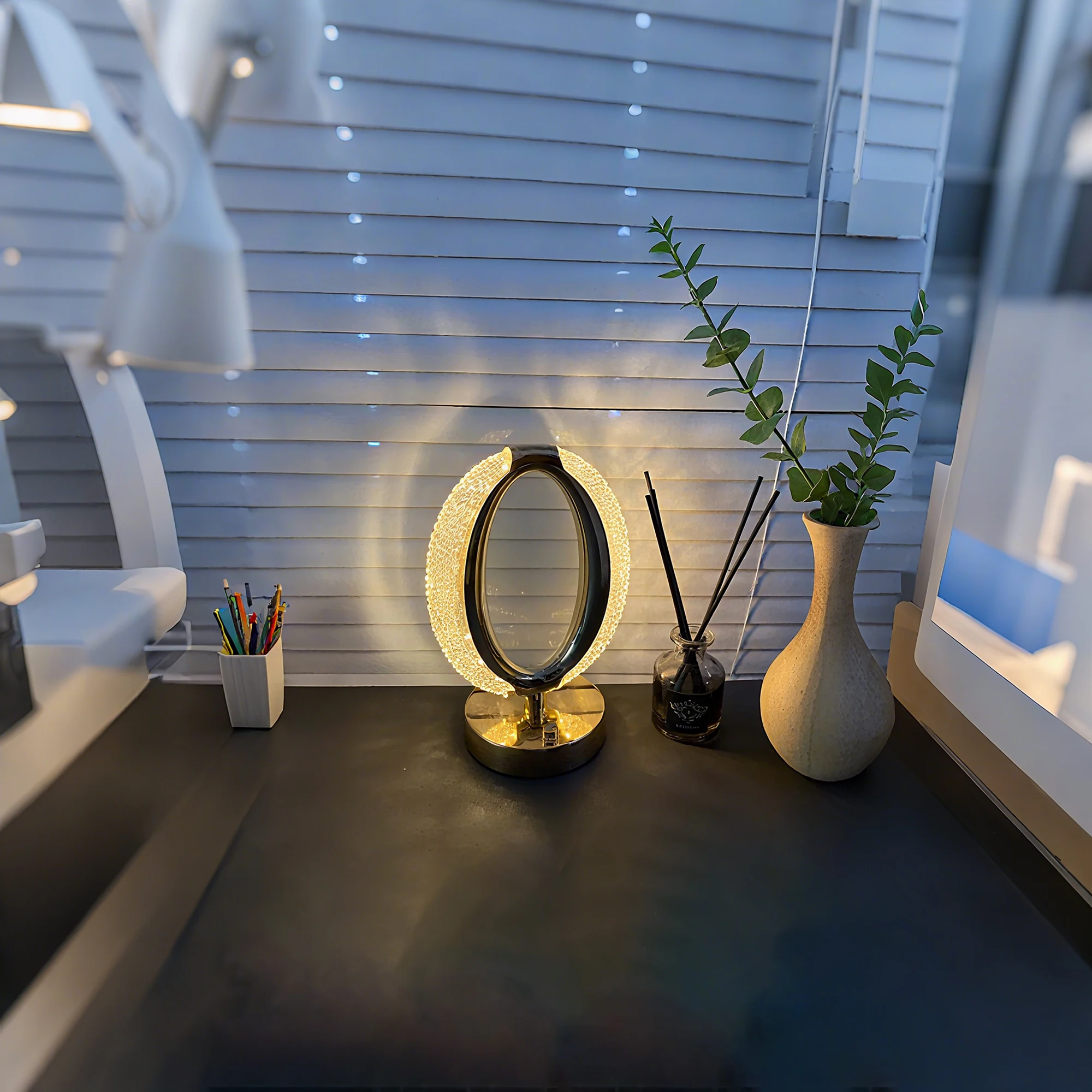Lampe de table en cristal LED de style créatif moderne, 3 types de lumière pouvant être commutée librement par toucher. Veilleuse/lumière décorative
