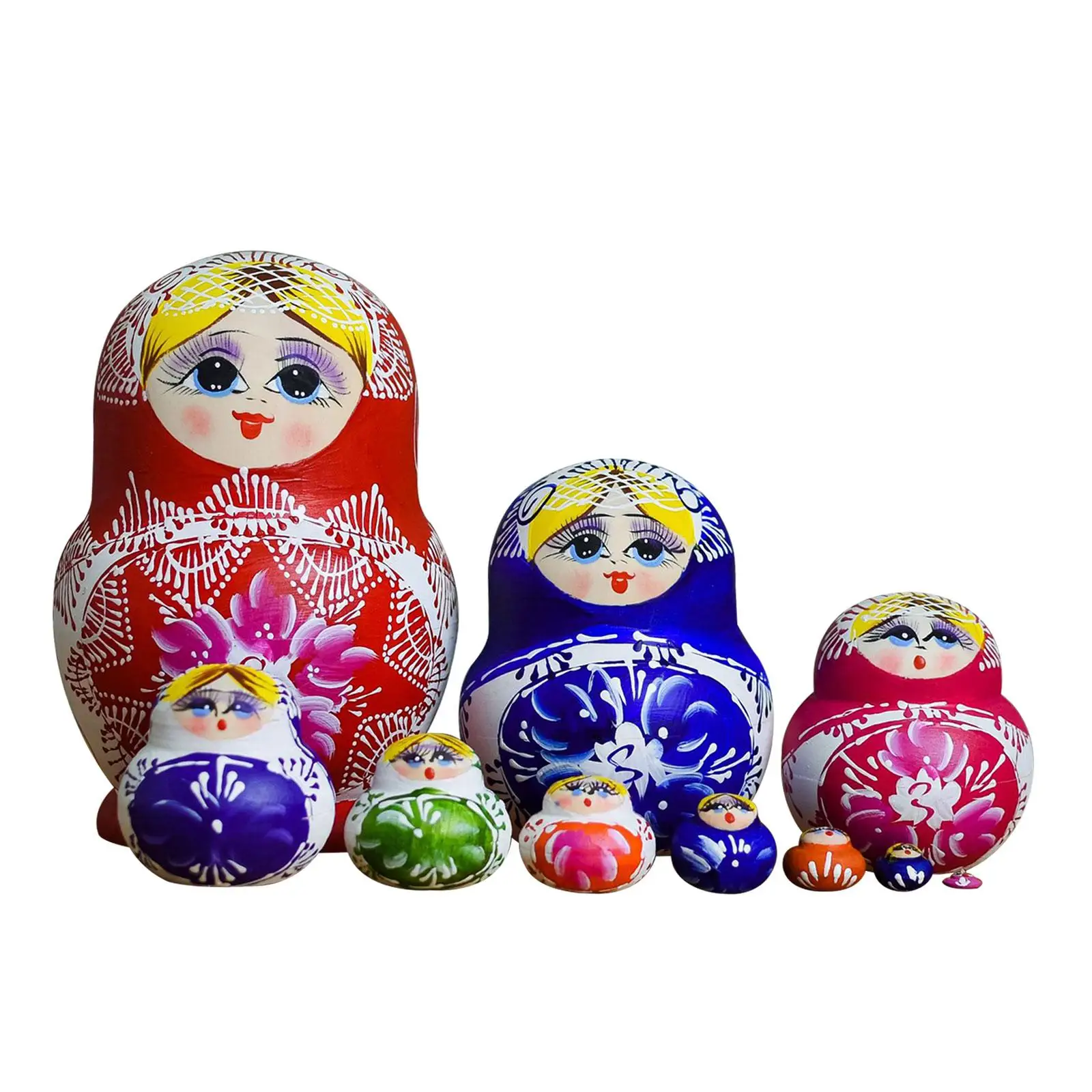 10x hölzerne russische Nist puppe Figuren Cartoon Ornament Holz Stapelung versch achtelt Set für Ostern Geburtstag Büro nach Hause Erwachsene