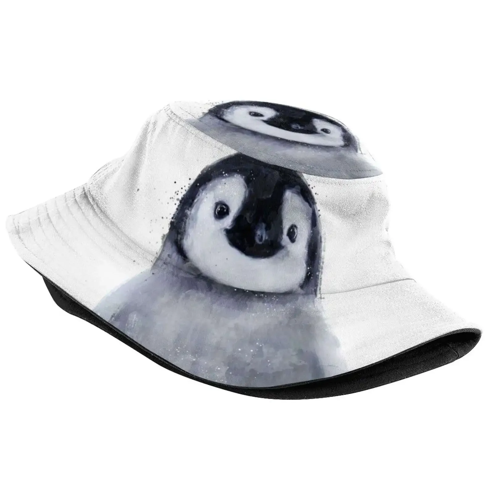 Little Penguin Unisex Fisherman Hats Bucket Hats Penguin Cute Portrait Little Nursery Series Nature Fauna