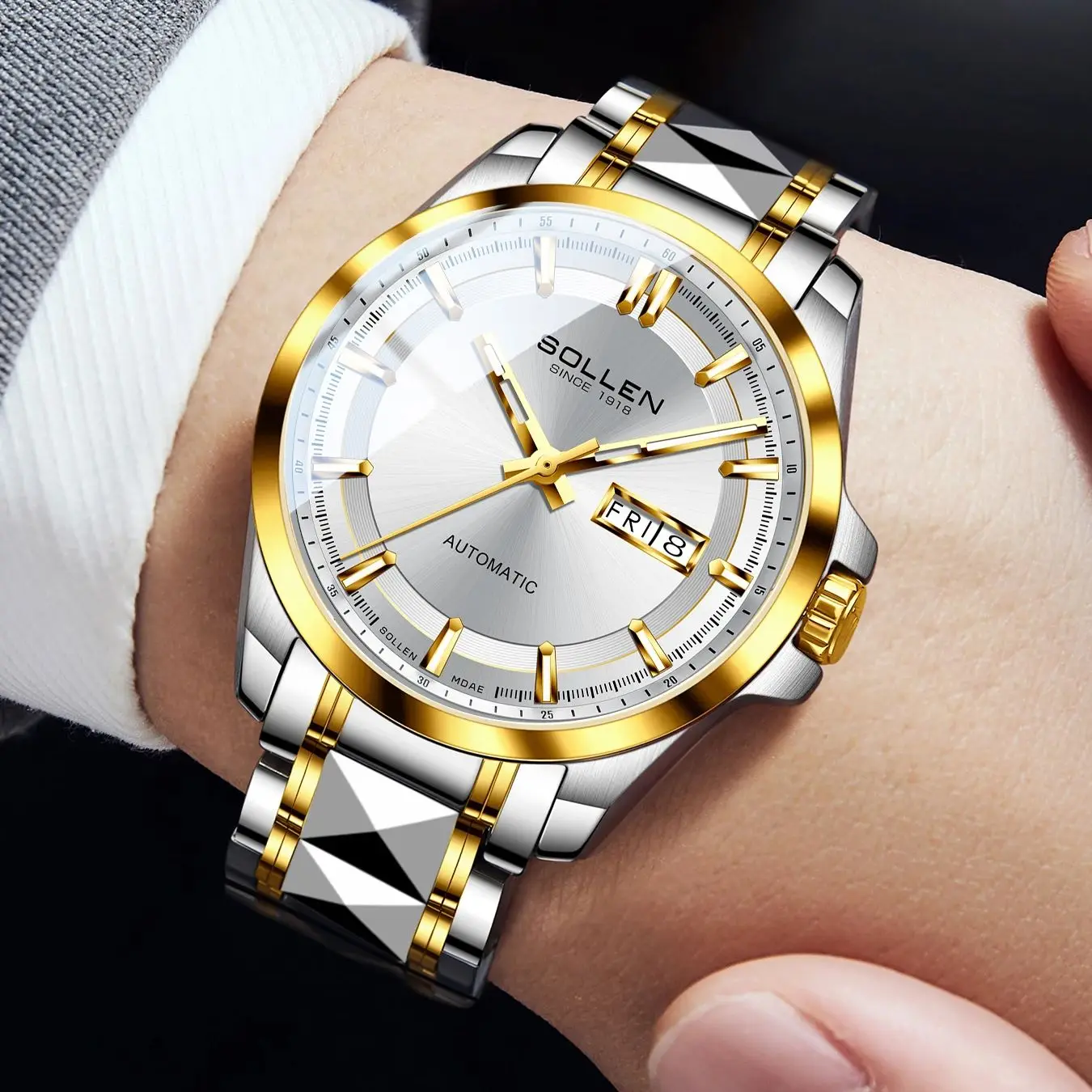 

SOLLEN Watch Men's Fully Automatic Mechanical Watch Waterproof Night Light Student Watch Boyfriend Father Gift