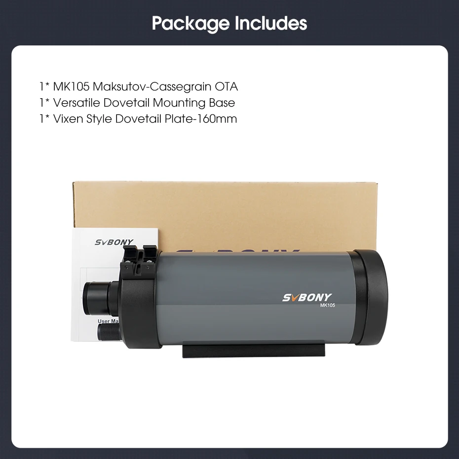 Svbony MK105 Telescope OTA Portable Design for Lunar Planetary Observations and Photography MK105 Maksutov Cassegrain
