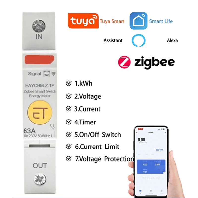 1P TUYA APP WIFI измерительная защита умное энергопотребление счетчик электроэнергии автоматический выключатель реле времени